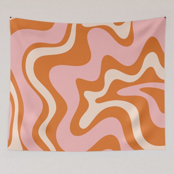 Item preview, Retro Liquid Swirl Abstract Pattern in Pink Orange Cream designed and sold by kierkegaard.