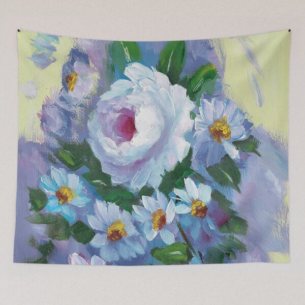 Item preview, Single White Rose with Little Daisy's designed and sold by Smalltownart.