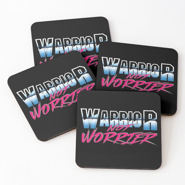 Item preview, Warrior Not Worrier Funny Motivational Quote Retro Cyberpunk Synthwave Style designed and sold by sillyquestions.