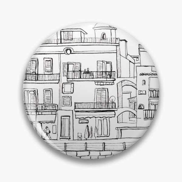 Item preview, Streetscene in Pozzuoli Line Drawing designed and sold by Sandra Connelly.
