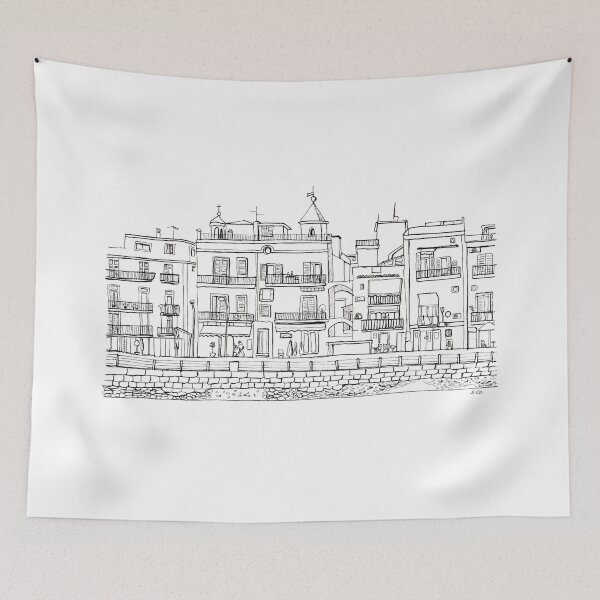Item preview, Streetscene in Pozzuoli Line Drawing designed and sold by Sandra Connelly.