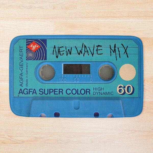 Item preview, Vintage Blue K7 Cassete Tape New Wave Mix AGFA super color designed and sold by Plastic Memory Archive.