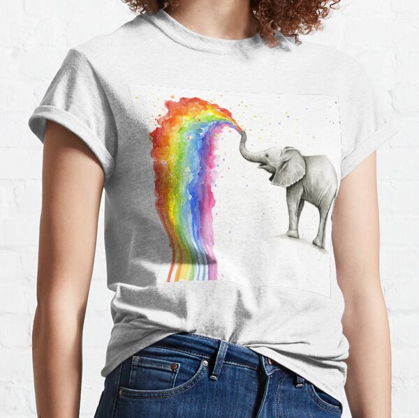 Baby Elephant Spraying Rainbow Classic T-Shirt