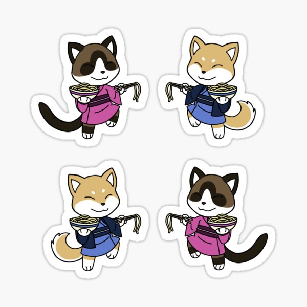 Neko and Inu Noodles Sticker