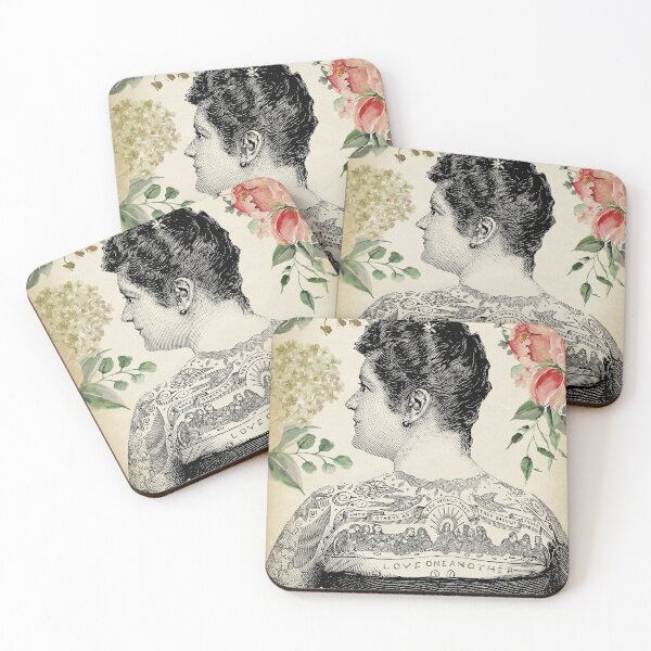 Aperçu de l'œuvre Fleurs et ancienne femme tatouée créée et vendue par LeAllureVintage.