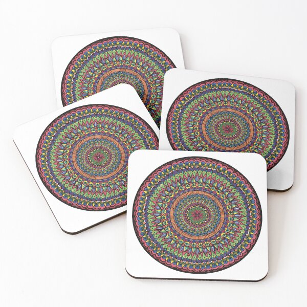 Colorful Detailed Mandala Coasters (Set of 4)