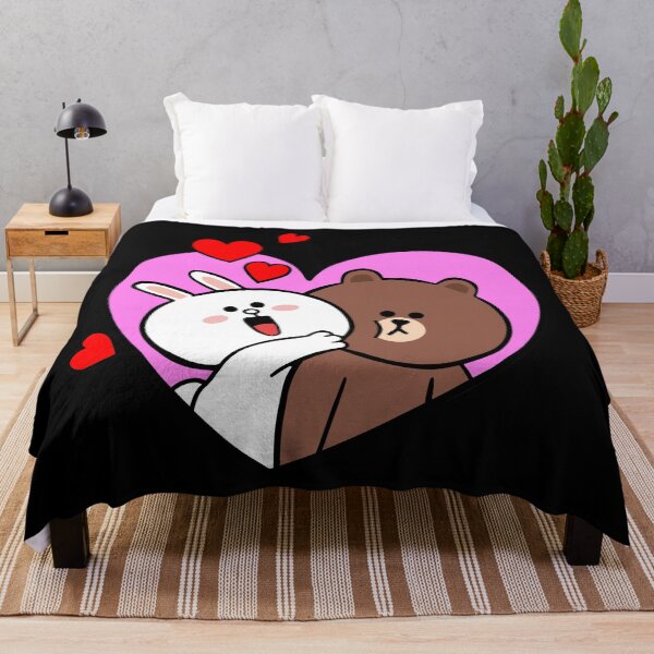 Brown Bear Cony Bunny Forever In My Heart Throw Blanket