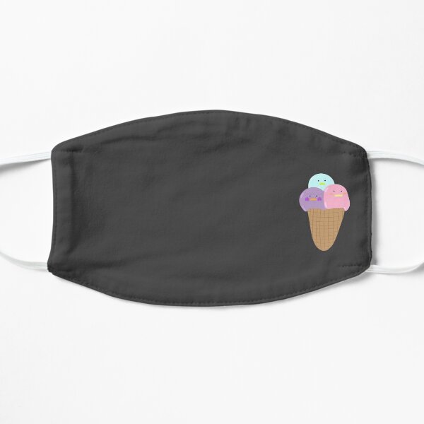 Sweet waffle ice cream with balls with faces in pastel colors Flat Mask