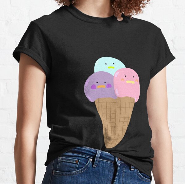 Sweet waffle ice cream with balls with faces in pastel colors Classic T-Shirt