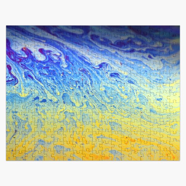 Soap bubble - blue-yellow wave Jigsaw Puzzle