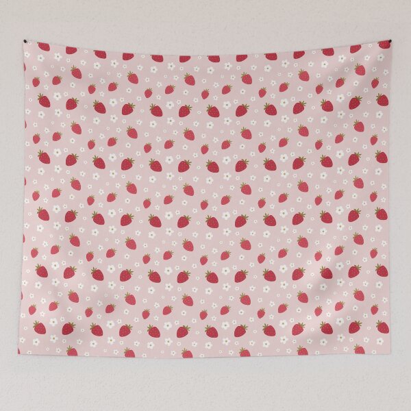 Item preview, Strawberries and Cream Cute Cottagecore Pattern designed and sold by DustandMarbles.
