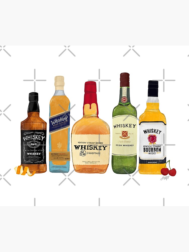 Thumbnail 6 of 6, Throw Blanket, Whiskey Bottles Illustration designed and sold by Lindseykayco.