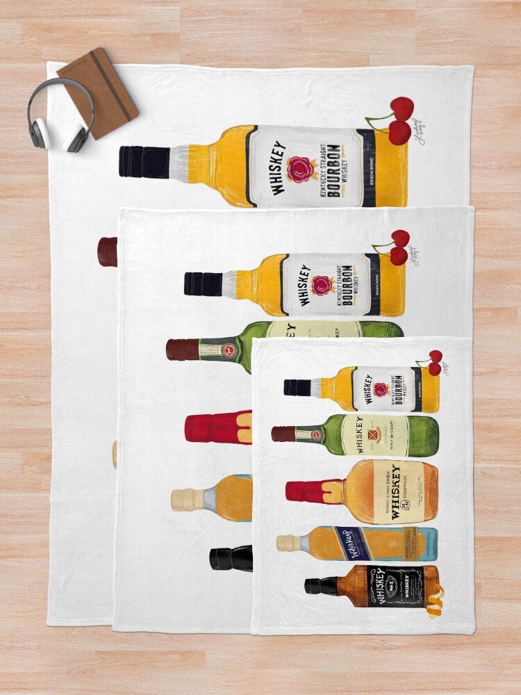 Thumbnail 5 of 6, Throw Blanket, Whiskey Bottles Illustration designed and sold by Lindseykayco.