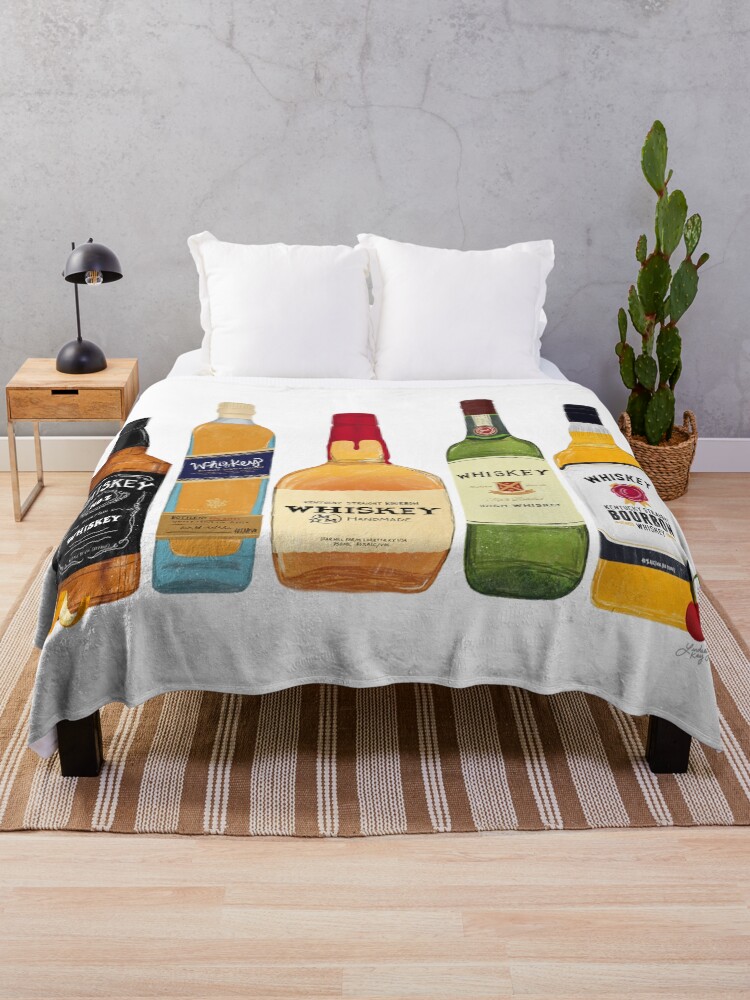 Thumbnail 1 of 6, Throw Blanket, Whiskey Bottles Illustration designed and sold by Lindseykayco.
