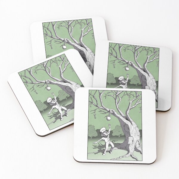 Guy reaching for apple but missing the keys Coasters (Set of 4)