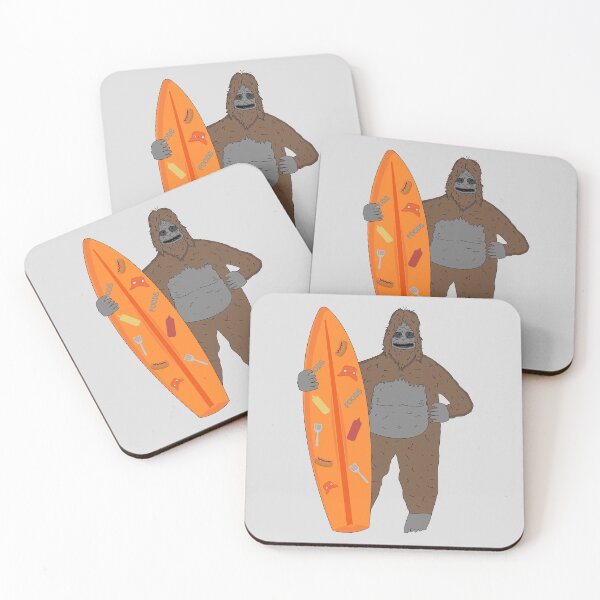 Item preview, Big lez show holding funny orange board day on beach with food pattern stuff druggo , funny cute big lez show , funny bigfoot designed and sold by SGS-.
