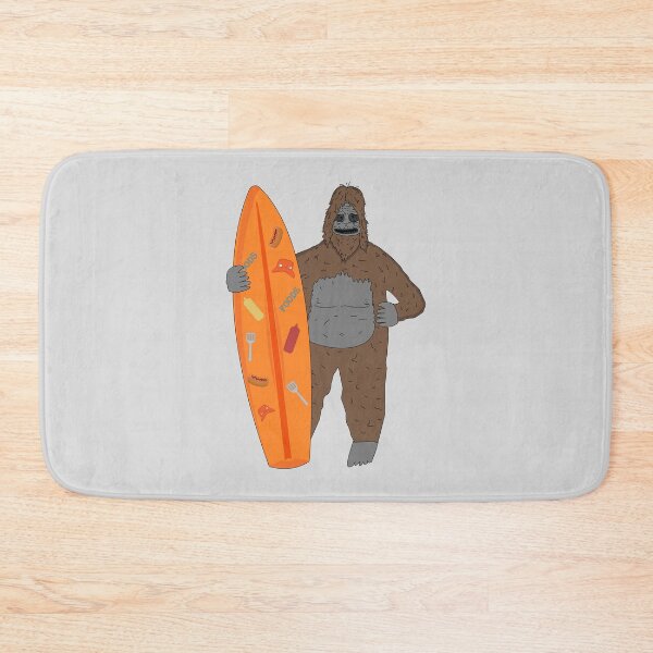 Item preview, Big lez show holding funny orange board day on beach with food pattern stuff druggo , funny cute big lez show , funny bigfoot designed and sold by SGS-.