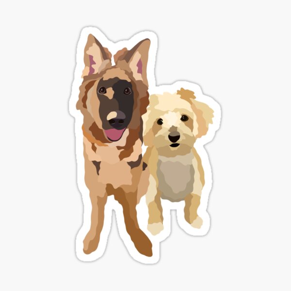Item preview, German Shepherd and Maltese Shih Tsu Dog Portrait Digital Illustration designed and sold by sherylwylie.