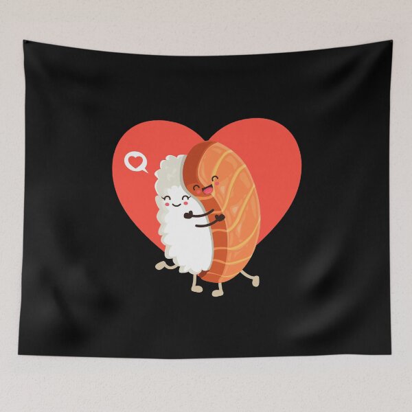 Item preview, Cute Sushi Lover Graphic Rice and Salmon Hugging Japanese Sushi Sushi Lover Gift designed and sold by enjoytheshirt.