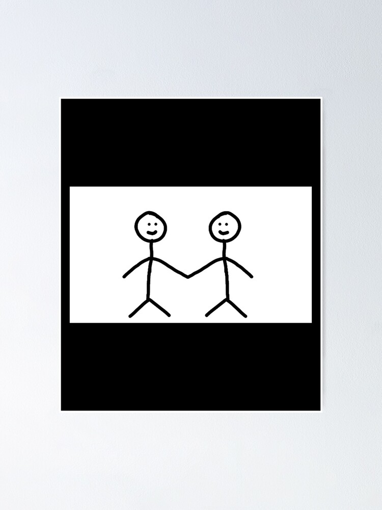 Funny romantic stick couple holding hands, minimal line art drawing, couple  in love art print Jigsaw Puzzle