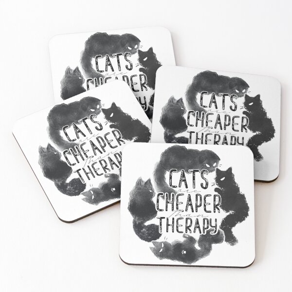 Item preview, Cats are Cheaper than Therapy - Ink Splot Kitty Cat Art designed and sold by Mira Rose.
