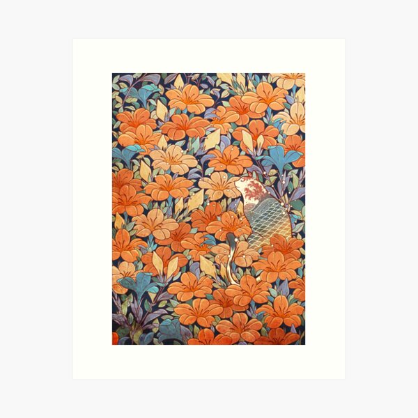 Neko and flowers Art Print
