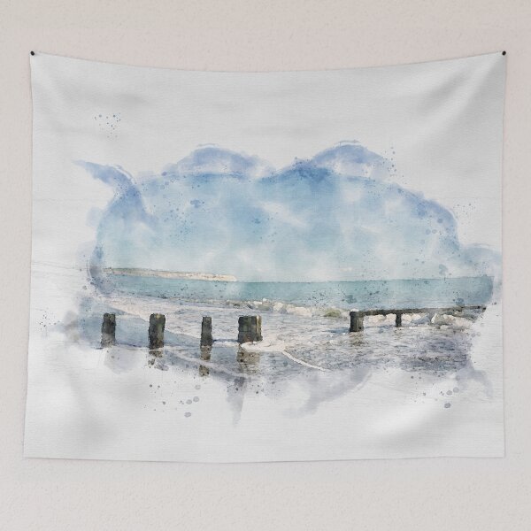 Item preview, Shanklin Wave Break Watercolour designed and sold by PowderLanePress.