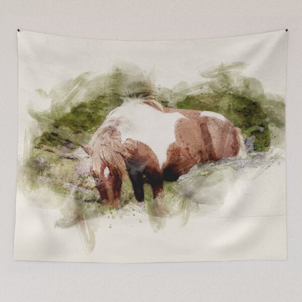 Item preview, Acuarela de caballo salvaje galés de montaña designed and sold by PowderLanePress.