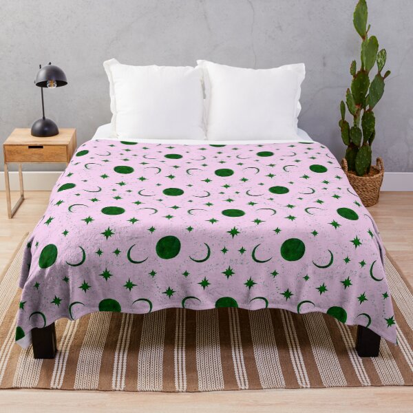 Item preview, pattern illustration pink green moon and stars designed and sold by marsatavi.