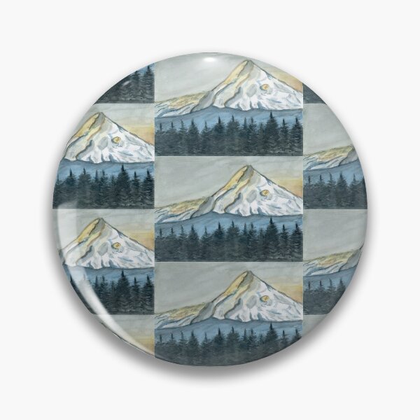 Mount Hood, Oregon. Watercolor Painting  Pin