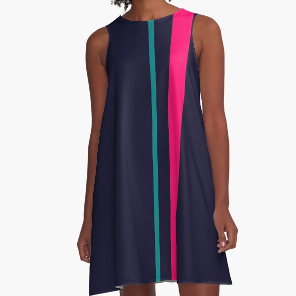 navy with magenta line A-Line Dress