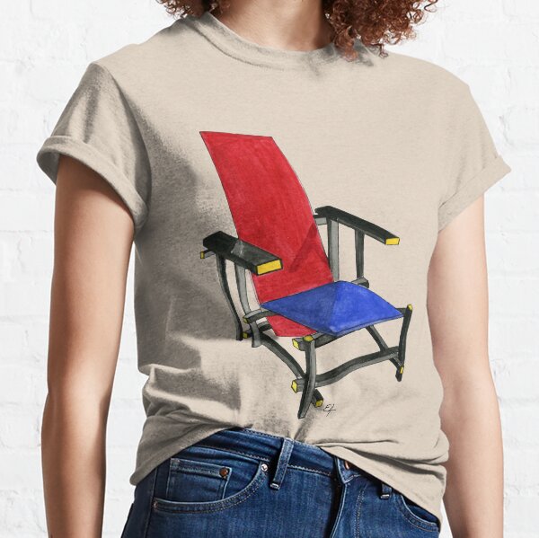 The Red And Blue Chair - Watercolor Painting Classic T-Shirt