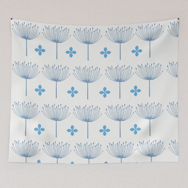 Item preview, Blue Flowers and leaves pattern Floor pillow designed and sold by KIKOOSTORE.