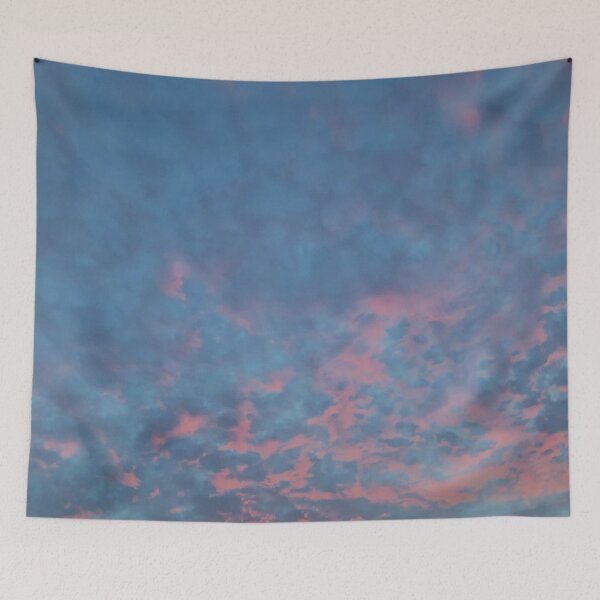 Item preview, Baby blue and pink cotton candy summer clouded sky designed and sold by Marilena Strambu.