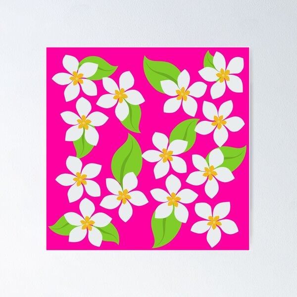 Item preview, White Sweet Flowers on Neon Pink designed and sold by MoodyCarp.