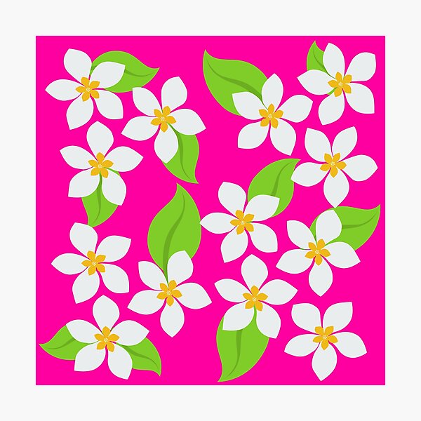 Item preview, White Sweet Flowers on Neon Pink designed and sold by MoodyCarp.