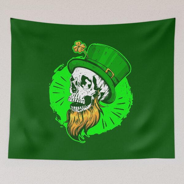 Item preview, st patricks skeleton leprechaun skull designed and sold by Gossip Rag.