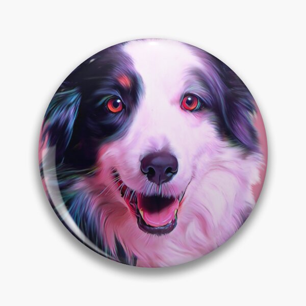 Item preview, Happy Border collie on pink and teal background graphic design designed and sold by forziati design.