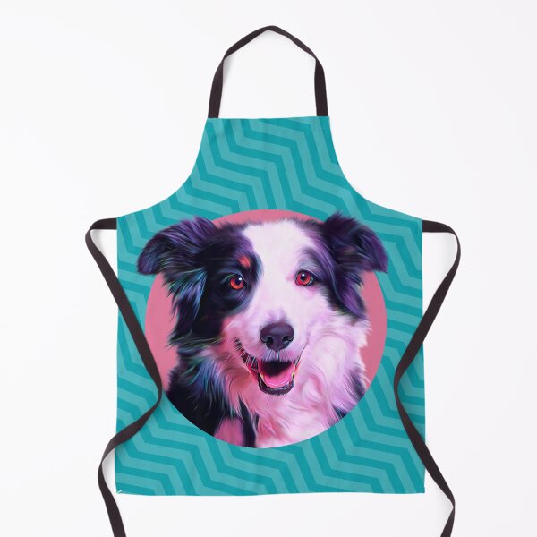 Item preview, Happy Border collie on pink and teal background graphic design designed and sold by forziati design.