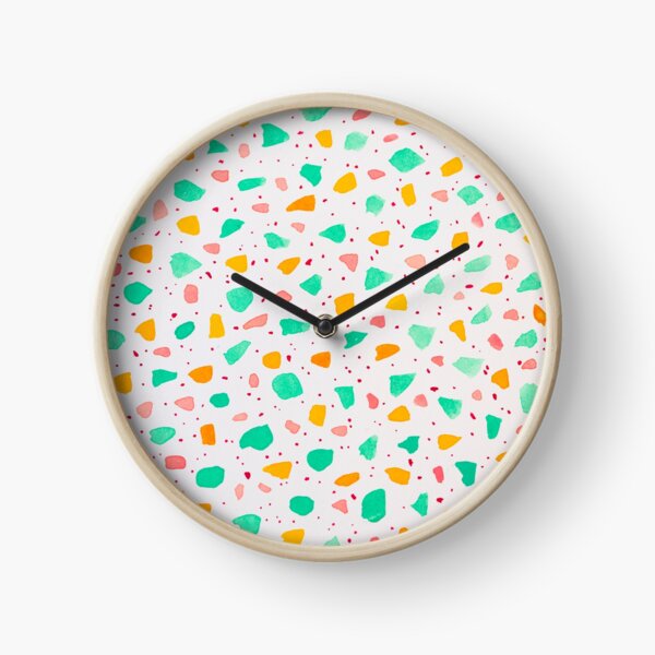 Watercolor terrazzo pattern on pastel colors Clock