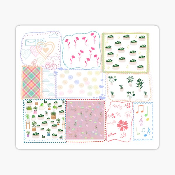 Patchwork granny flowers Sticker