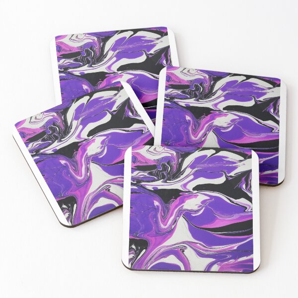 Item preview, purple waves; fluid art in purple black silver designed and sold by Awesomefamily.