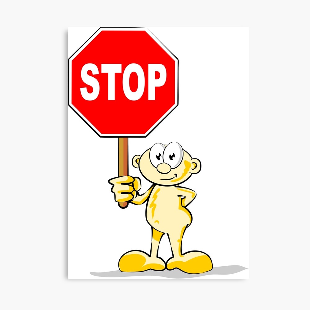 cartoon with stop sign photographic print by megasitiodesign redbubble