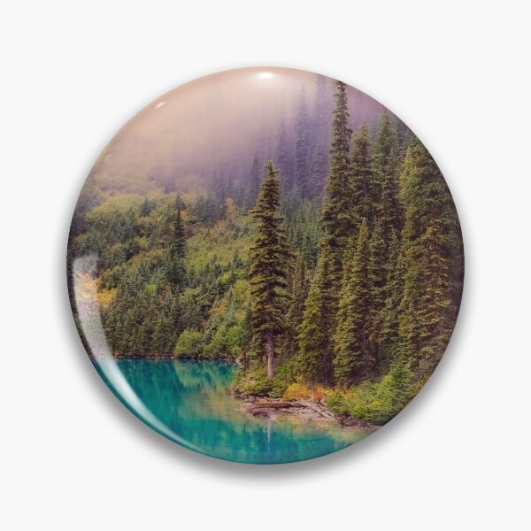 Item preview, Canada pines teal river lilac sky morning landscape photography designed and sold by August-E.