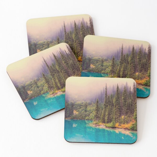 Item preview, Canada pines teal river lilac sky morning landscape photography designed and sold by August-E.