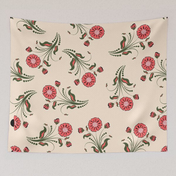 Item preview, PEACH  FLORAL PATTERN IN CREAM BACKGROUND designed and sold by Stylishboutique.