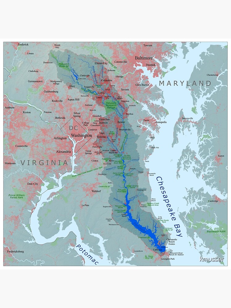 Patuxent River Watershed Map Premium Matte Vertical Poster sold by ...