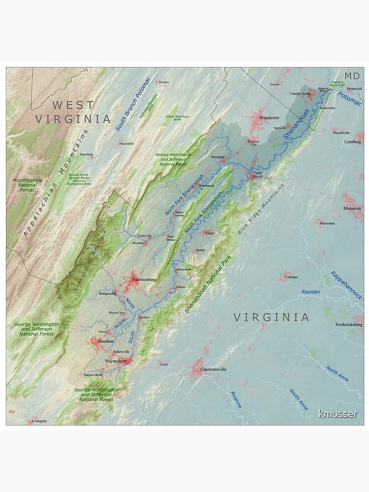 Shenandoah River Watershed Map Premium Matte Vertical Poster sold by ...