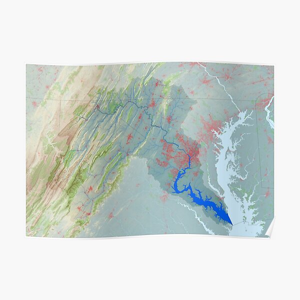 Potomac River Watershed Map Modified Landscape Poster For Sale By   Poster,504x498,f8f8f8 Pad,600x600,f8f8f8.u1 