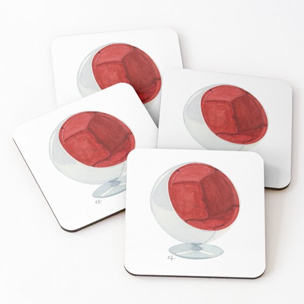 The Ball Chair - Watercolor painting Coasters (Set of 4)
